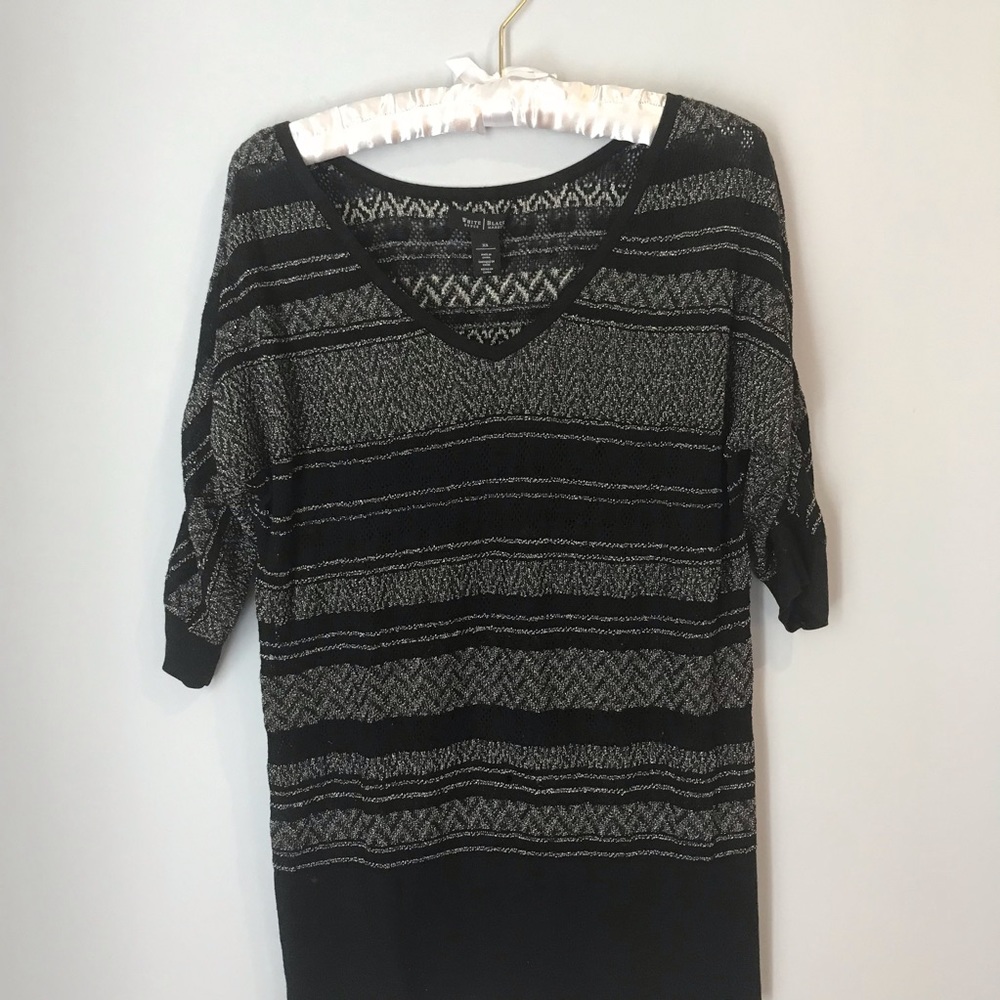 WHBM Black Silver Shimmer Tunic Top XS